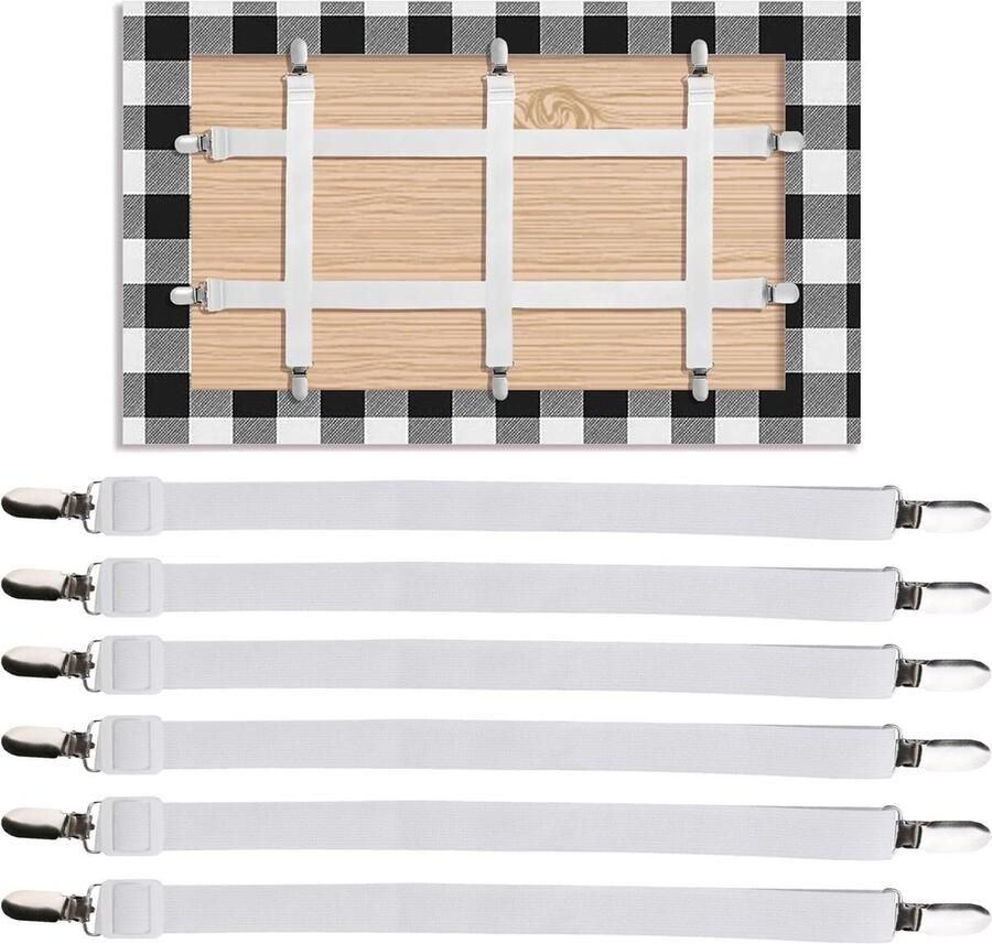 Tablecloth Clips Hidden Strap 6 Pieces Adjustable Elasticity Thick Tables and Sofa Cover Picnic Party Camping Accessories White Tablecloth Clamp
