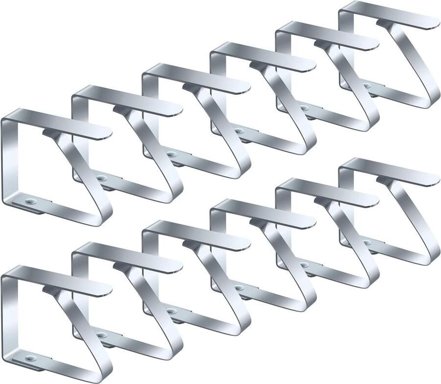 Tablecloth Clips Stainless Steel Set of 12 Table Cloth Clips for Picnics Barbecues Parties and Christmas Parties Table Cloth Clips for Table Tops up to 3 cm Thickness
