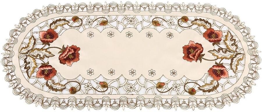 Tablecloth Embroidered Table Runner Red Floral Flower Hollow Table Cover Wedding Table Protector Decorate Exquisite Dining Table Cover for Wedding Party Hotel(oval)