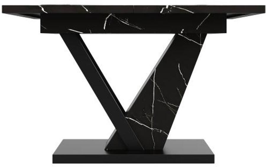 Tafel 120x75x75 5cm Uitklapbare Eettafel MDF Met Metall Zwart Marmerpatroon Verstelbaar Met Ingelegde Bladen Geschikt Voor Keuken En Woonkamer