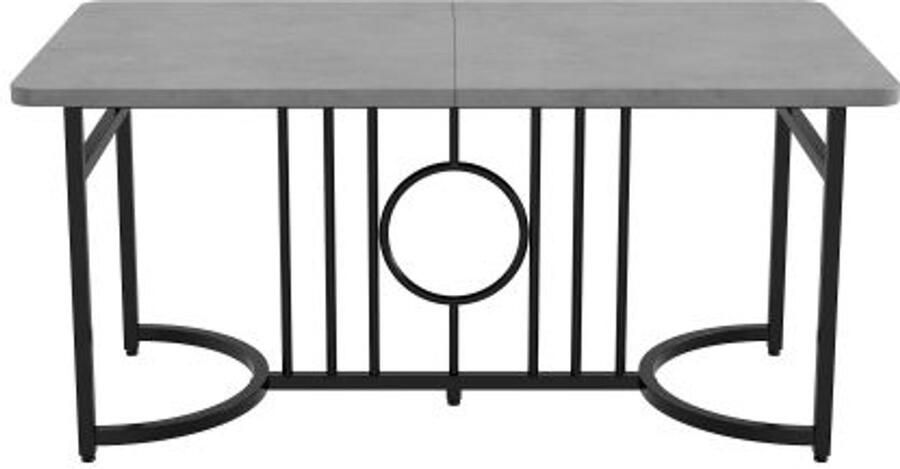Tafel 158x76x75cm Eettafel Rechthoekige Grijs Spaanplaat Zwarte Metalen Poten Modern Minimalistisch Geschikt Voor Eetkamer Woonkamer Vergaderruimte