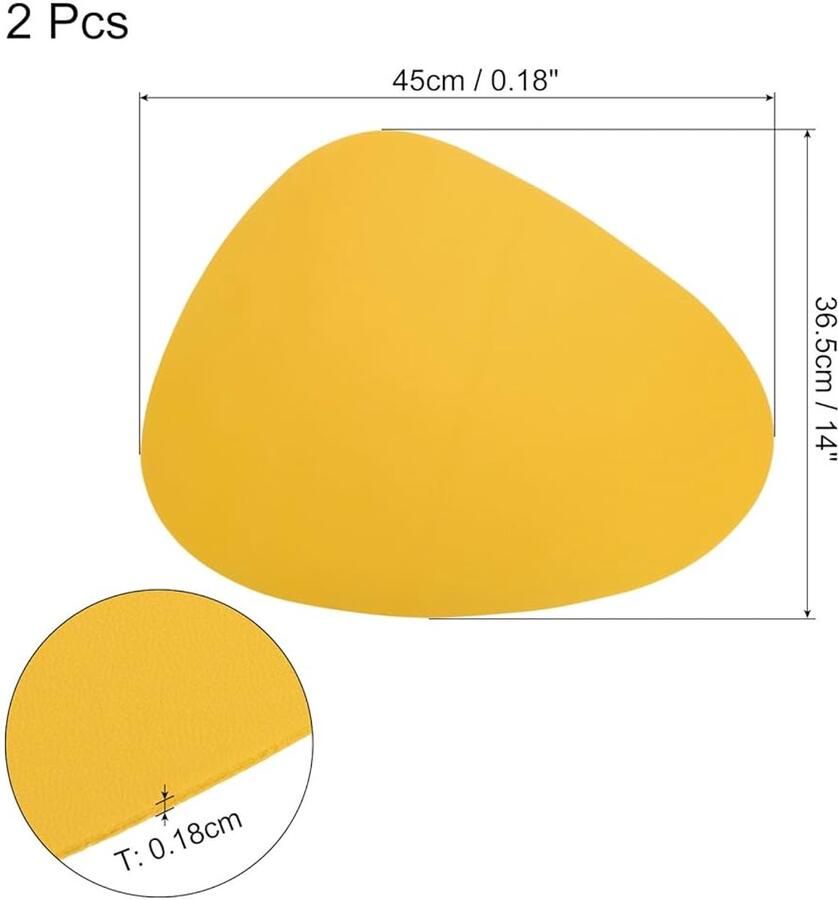 Tafelkleden van kunstleer hittebestendig en waterdicht set van 2 geel