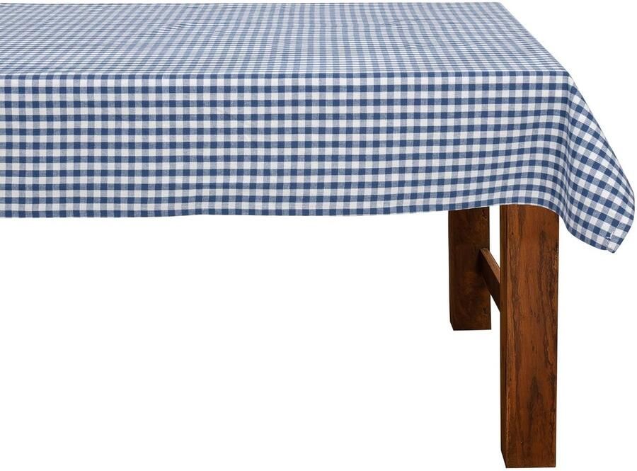 Tafelkleed blauw wit geruit 1 stuk 100% katoen 140 x 240 cm