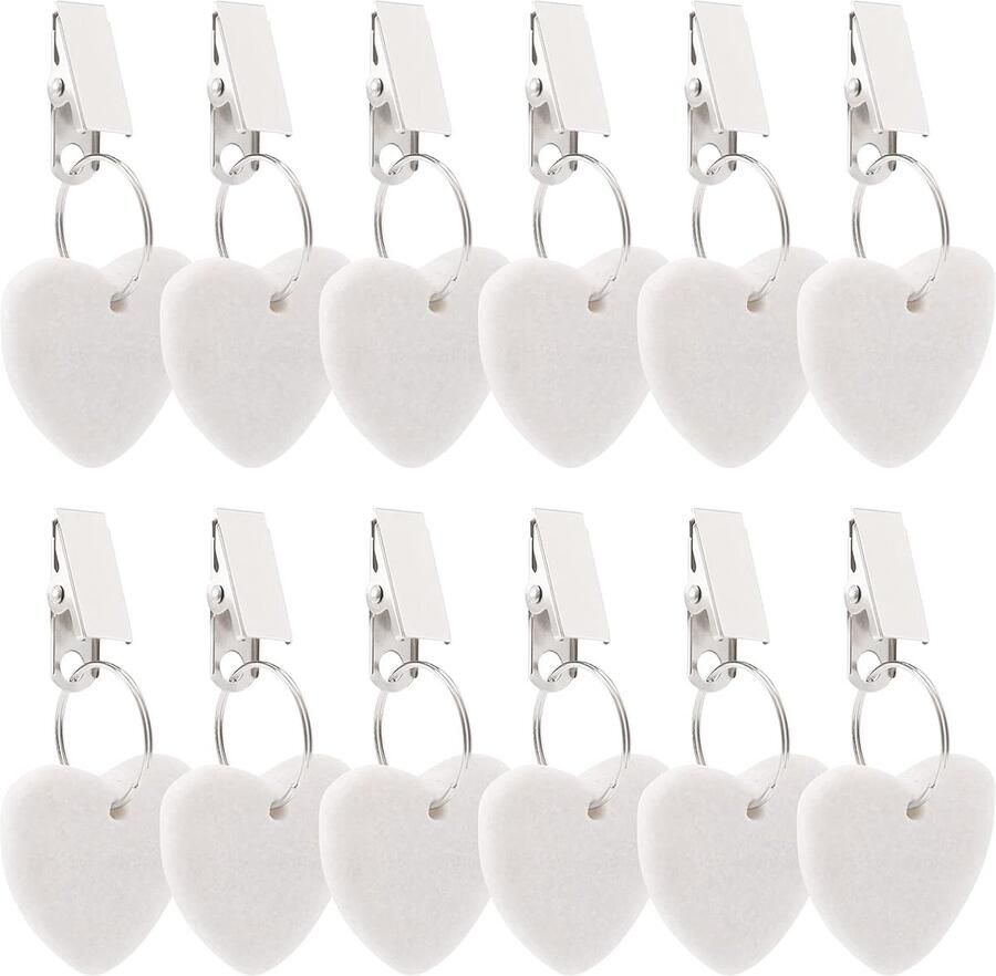 Tafelkleed Clips 12 stuks Tafelkleedhangers verzwaard Tafelkleedclip Clip Hartvorm Tafelkleed gewichten Marmer Gewichten voor Picknicktafels Tafelkleen Op Zijn Plaats Houden Tafelkleed Klemmen Wit
