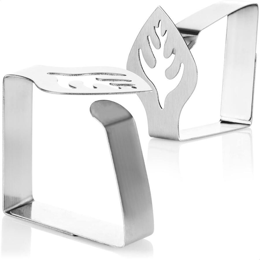 8x premium tafelkleedclips van roestvrij staal doekhouders voor tafellinnen tafelclips voor binnen en buiten metalen clips (08 stuks vel)