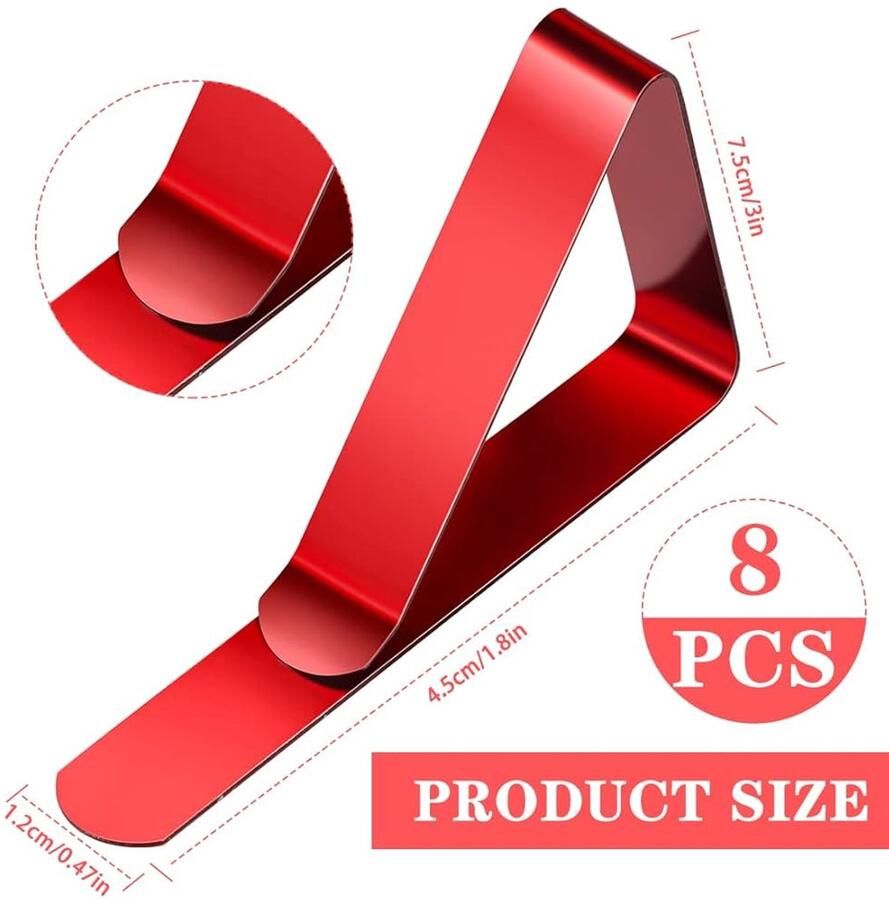 Tafelkleed Clips Rood Verstelbare Klemmen voor Tafelhoes Set van 8