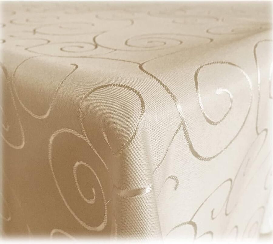 Tafelkleed crème met ornamenten zijdeglans 1 stuk polyester 110x140