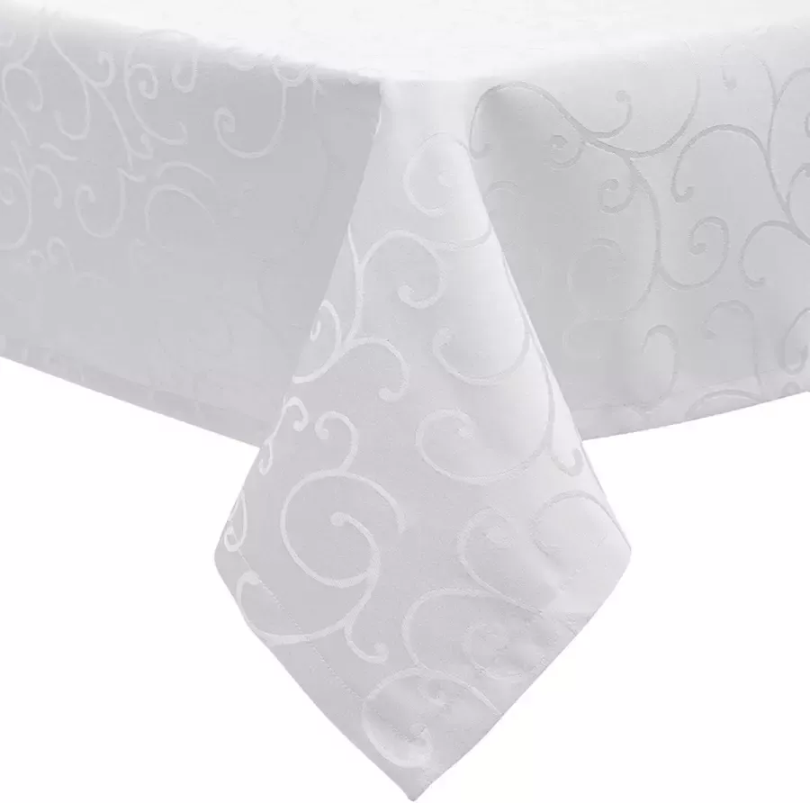 Tafelkleed damast ornamenten zijdeglans kringel cirkel design tafelkleed met zoom fraai tafelkleed tafel dek afwasbaar en strijkvrij grootte en kleur naar keuze 130x160 cm