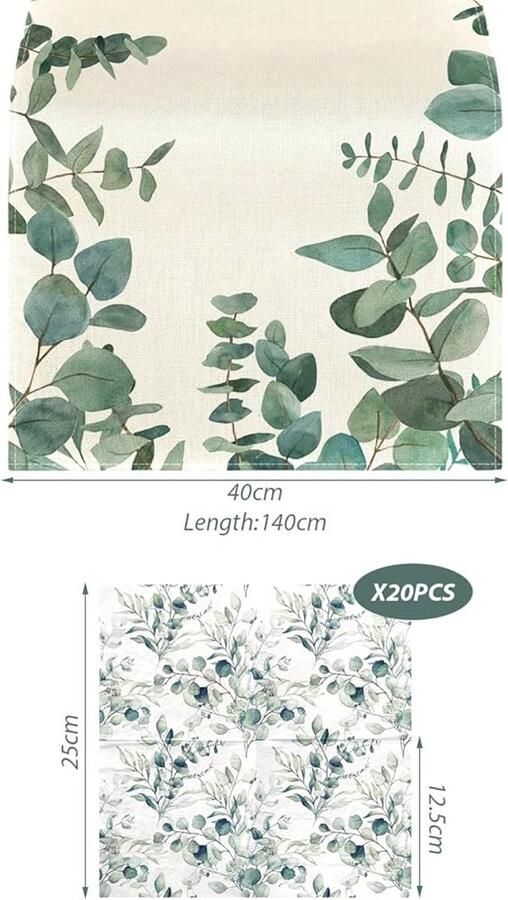 Tafelkleed eucalyptusgroen 1 stuk polyester