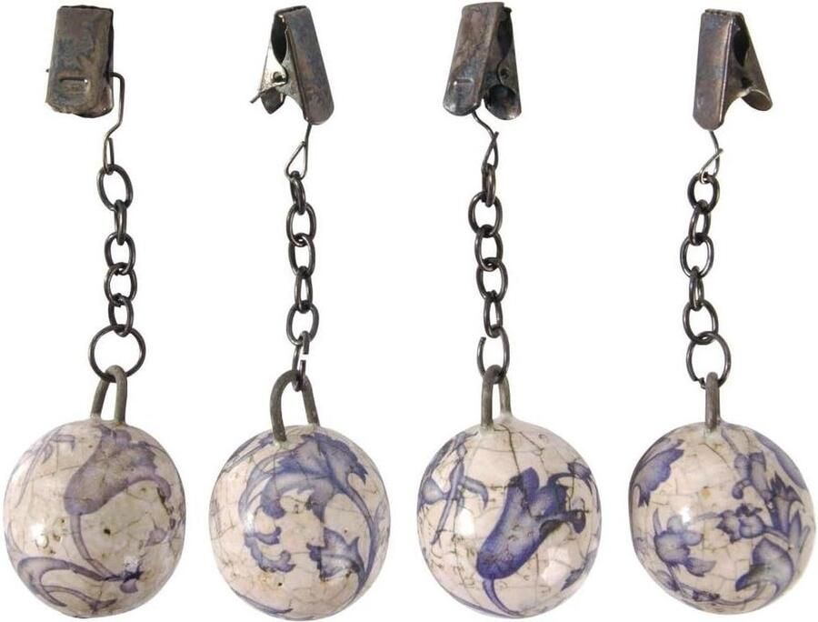 Tafelkleed Gewichten Design Keramiek Blauw-Wit Ø 32 cm Tafelkleed Gewichten