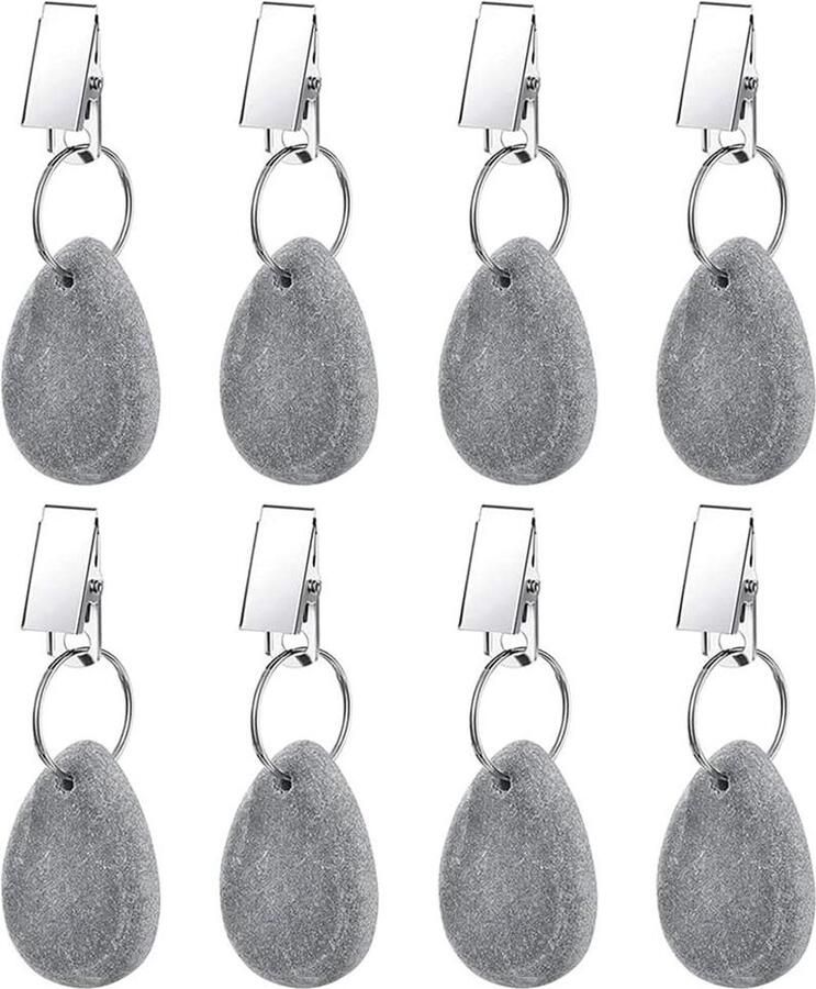 Tafelkleed Gewichten Hangers Tafelkleed Hanger Stenen Tafelhoes Gewichten met Metalen Clips voor Outdoor Party Picknick Tafeldecoratie Grijs 8st Tafelkleed Gewichten