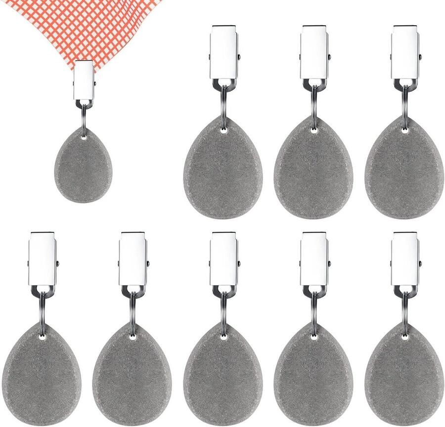 Senza Marchio Tafelkleed Gewichten Marmer Grijs 6 stuks Tafelkleed Steen Tafel Gewichten Kleerhanger met Metalen Clip voor Picknick Buiten Familie Diner Tuin Party Tafeldecoratie Tafelkleed Gewichten