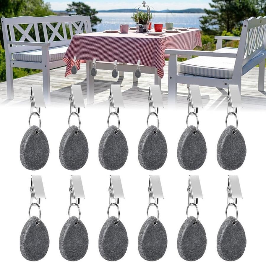 Tafelkleed Gewichten Natuursteen met Clip 12 stuks