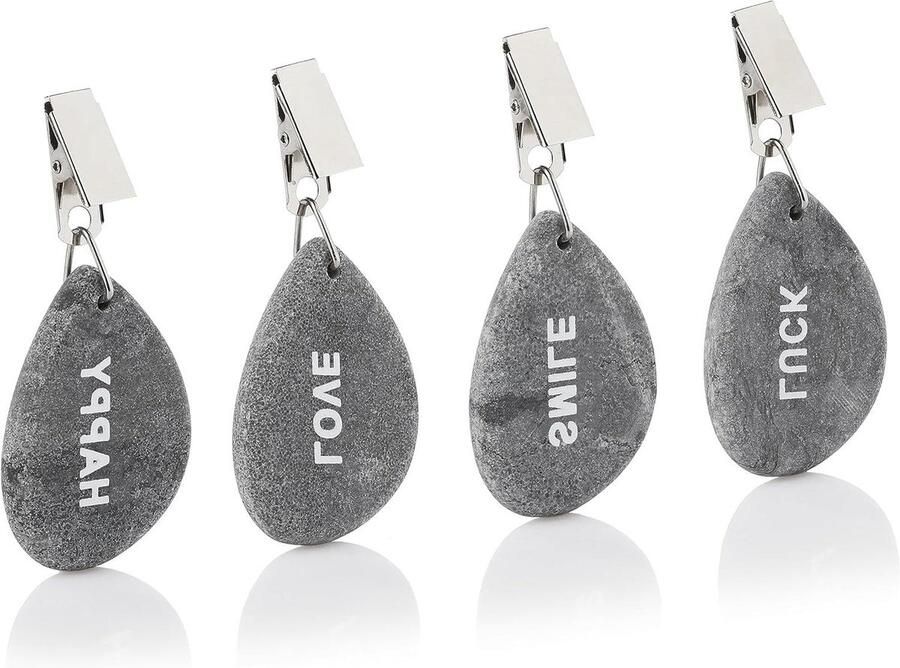 Tafelkleed Gewichten Set van 4 Praktische Helpers voor Terras Tuin en Balkon Eenvoudig te Gebruiken Weerbestendige Natuursteen Verschillende Ontwerpen Ca. 42 g Per Hanger 9 x 45 x 9 Tafelkleed Gewichten