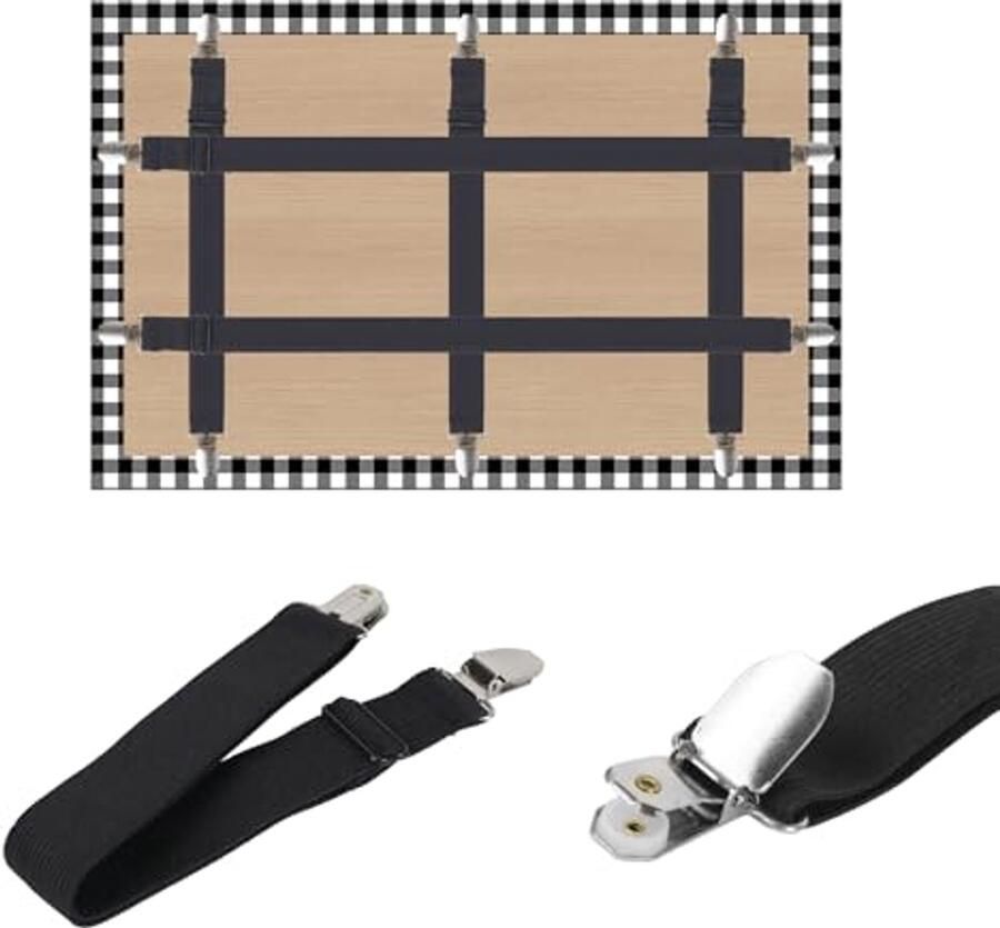 Tafelkleed Houder Clips Verstelbare Elastische Bandjes voor Dikke Tafels 5 Stuks