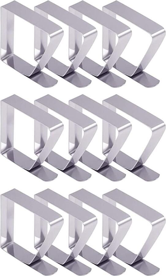 Tafelkleed klemmen 12 Stuks Tafelklem RVS Kleedhouders Tuinartikelen Tafelkleed vastzetten Tafellakenklemmen Tafelzeilklemmen Klemmetjes Geschikt voor familiebijeenkomsten picknicks bruiloften kamperen 4.3*5cm Zilver