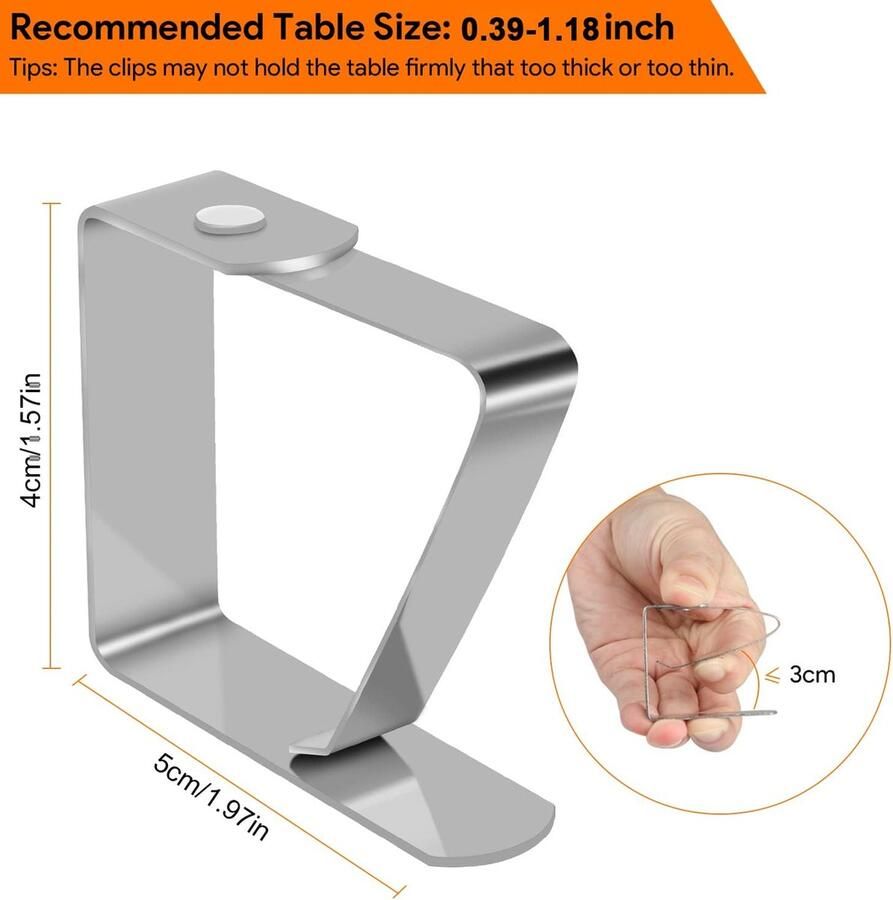 Tafelkleed klemmen RVS 12 stuks Buiten tafelkleed klemmen tafelkleed houder tafelkleed kleine klem klemmen voor dikke tafels tuintafel zilver 5 x 4 cm