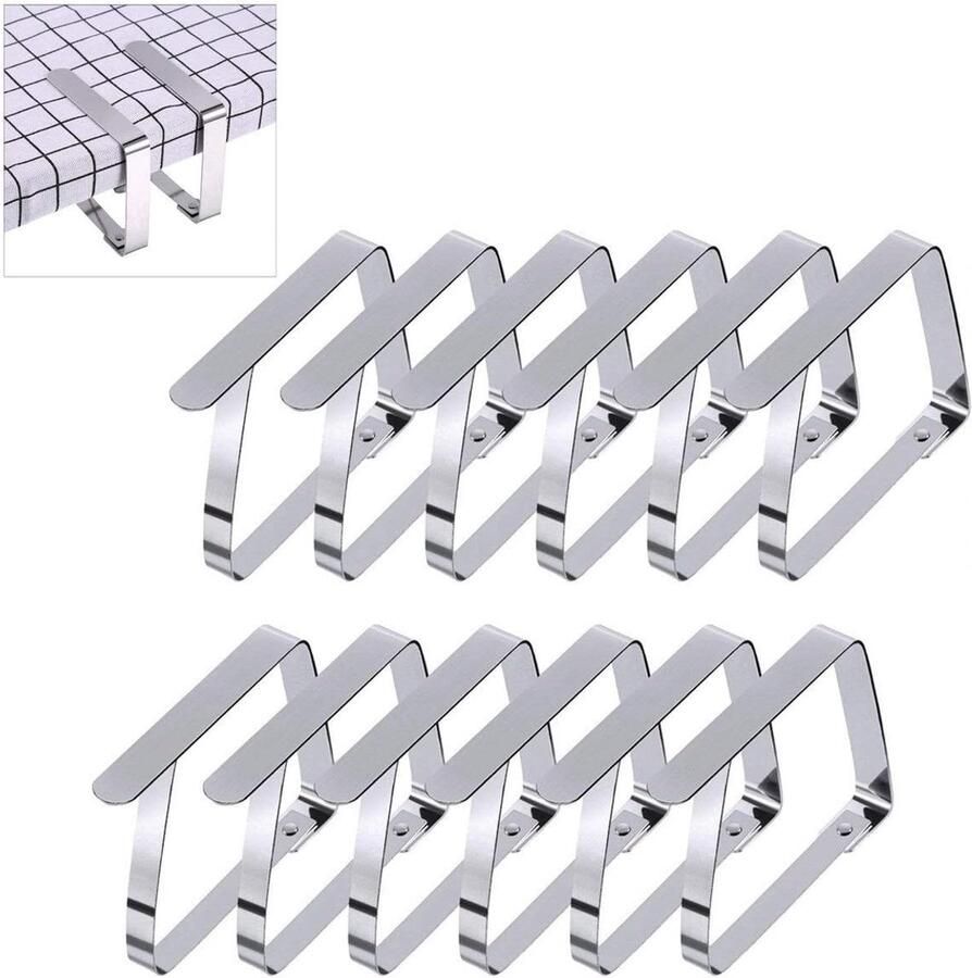 Tafelkleed klemmen RVS 7 x 8 cm Tuinartikelen Tafelkleed vastzetten Tafelkleedklemmen Tafellakenklemmen Tafelzeilklemmen Klemmetjes 120 stuks