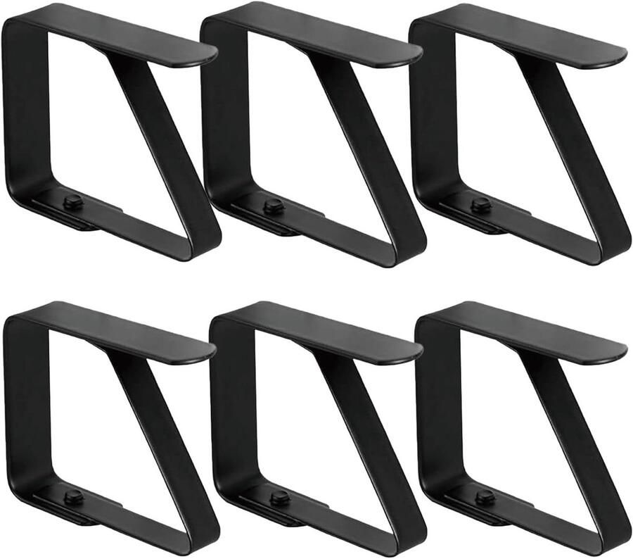 Inovra Plus Tafelkleed Klemmen 6 Stuks RVS Tafelkleed Klemmen voor Dikke Tafels Tuin Feest Picknick Bruiloft Familie Diner Tafel Zwart 7 x 8 cm