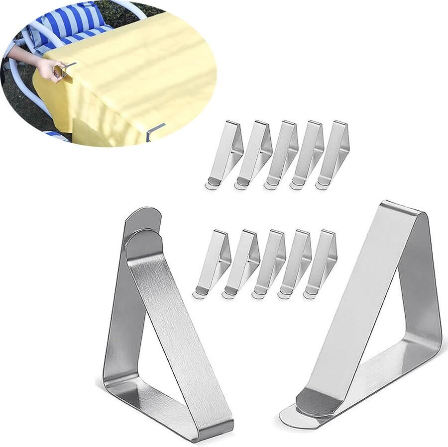 Tafelkleed klemmen-tafelkleedklemmen voor dikke tafel-tafelkleed klemmen buiten-Tafelkleedklemmen –12 stuks- Stevige Tafelklemmen voor Tafellaken-voor Tafellaken- RVS- tafelloper tafelkleed buiten