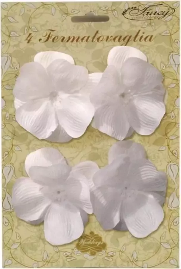 Tafelkleed klemmen witte bloemen 4 stuks