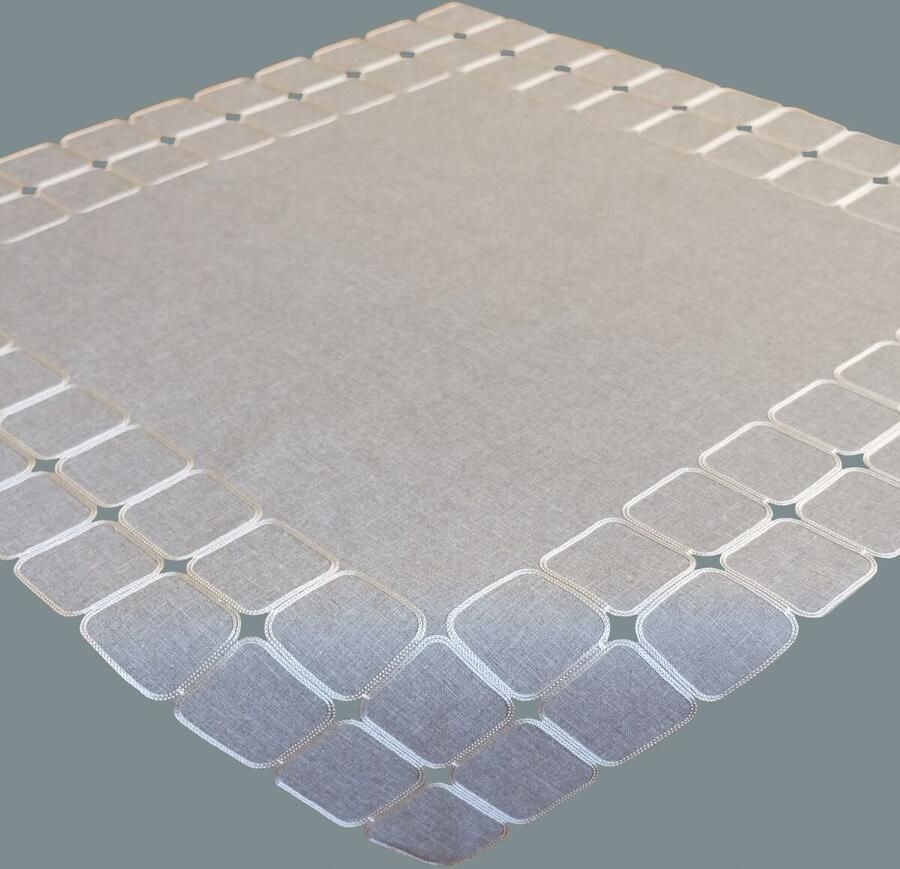 Tafelkleed lichtgrijs-ecru met zwengelborduurwerk 1 stuk 100% polyester 85 x 85 cm