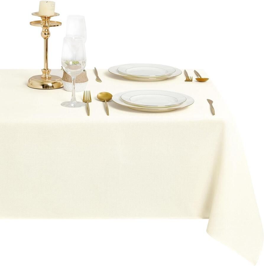 Tafelkleed linnenlook waterafstotend 1 stuk 135 x 135 cm polyester