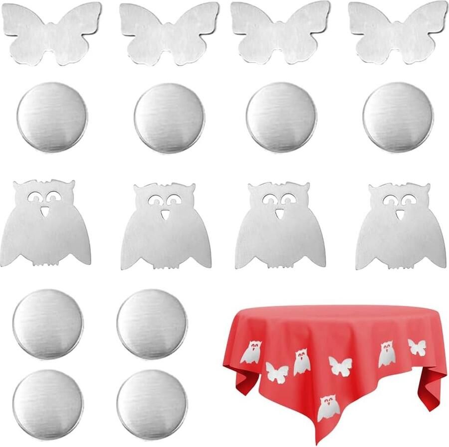 Bastix Tafelkleedgewichten magnetisch 8 stuks extra zware magnetische verzwarer gewichten tafelkleedgewichten magneet vlinder uilmotieven tafelkleedgewicht voor tuin picknick feest keuken