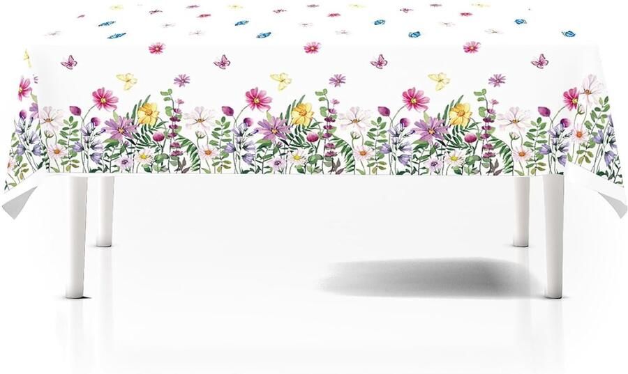 Tafelkleed met bloemen en vlinders stijlvol en praktisch 1 stuk 100% polyester 54 x 108 inch