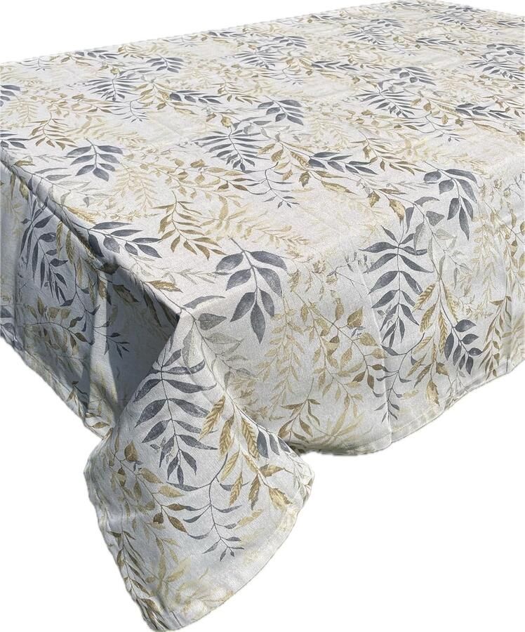 Tafelkleed met bloemenpatroon modern elegant 1 stuk grijs en goud 130 x 240 cm
