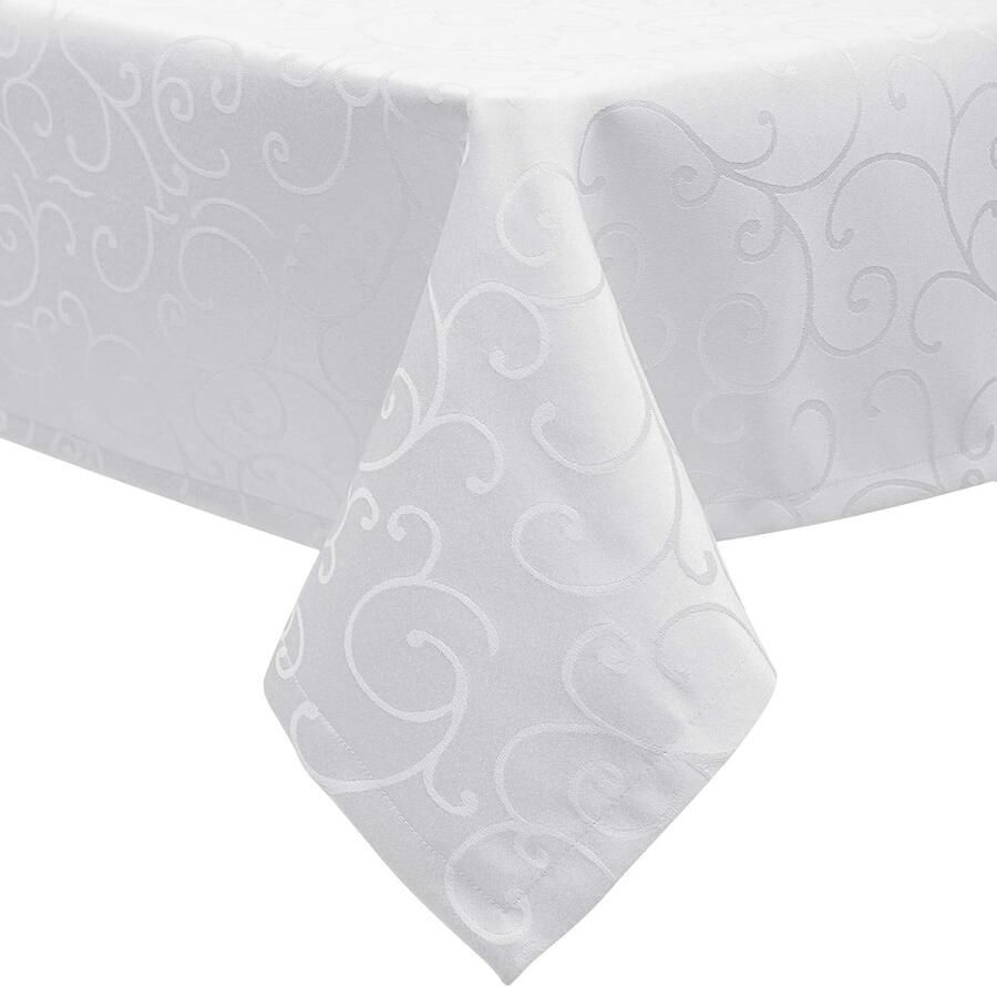 Elegante tafelkleed damast ornamenten topkwaliteit rechthoekig onderhoudsvriendelijk