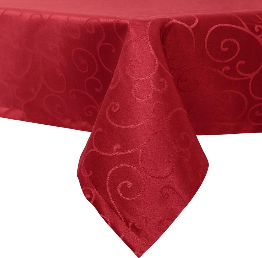 Tafelkleed met damast ornamenten vlekafstotend 1 stuk polyester