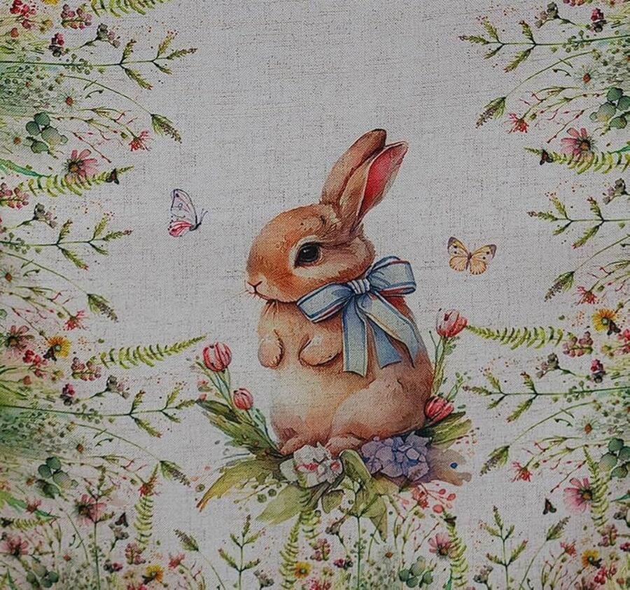 Tafelkleed met haasje en strik Meerkleurig 85 x 85 cm Polyester