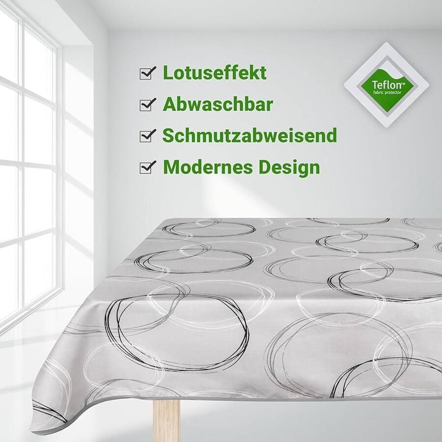 Tafelkleed met Teflon coating water- & vuilafstotend 1 stuk grijs 140 x 300 cm
