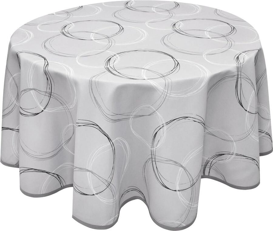 Tafelkleed met Teflon coating water- en vuilafstotend rond 140 cm grijs