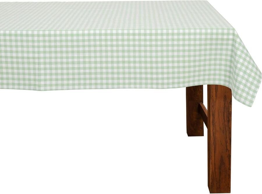 Tafelkleed mint wit geruit 130 x 160 cm hoogwaardig katoen