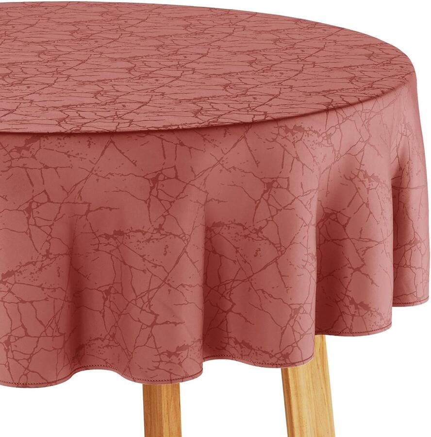 Tafelkleed rond afwasbaar 1 stuk oudroze 110 x 110 cm