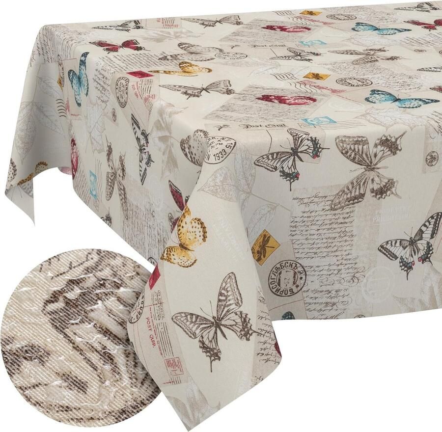 Tafelkleed rond Afwasbaar tafellinnen 120 cm Vlinders Katoen en polyester