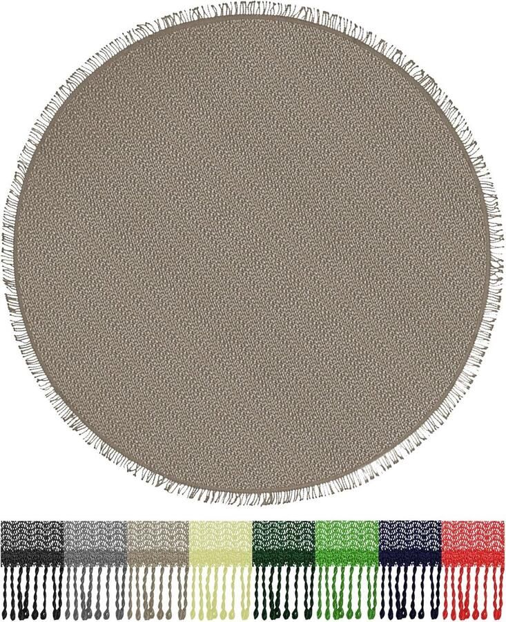 Tafelkleed rond voor tuin en balkon weerbestendig antislip 140 cm cappuccino