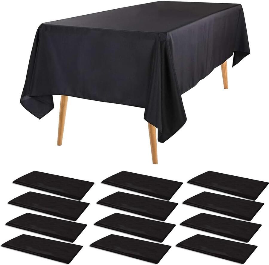 Tafelkleed van kunststof waterdicht en vuilafstotend pack van 12 zwart 137 x 274 cm