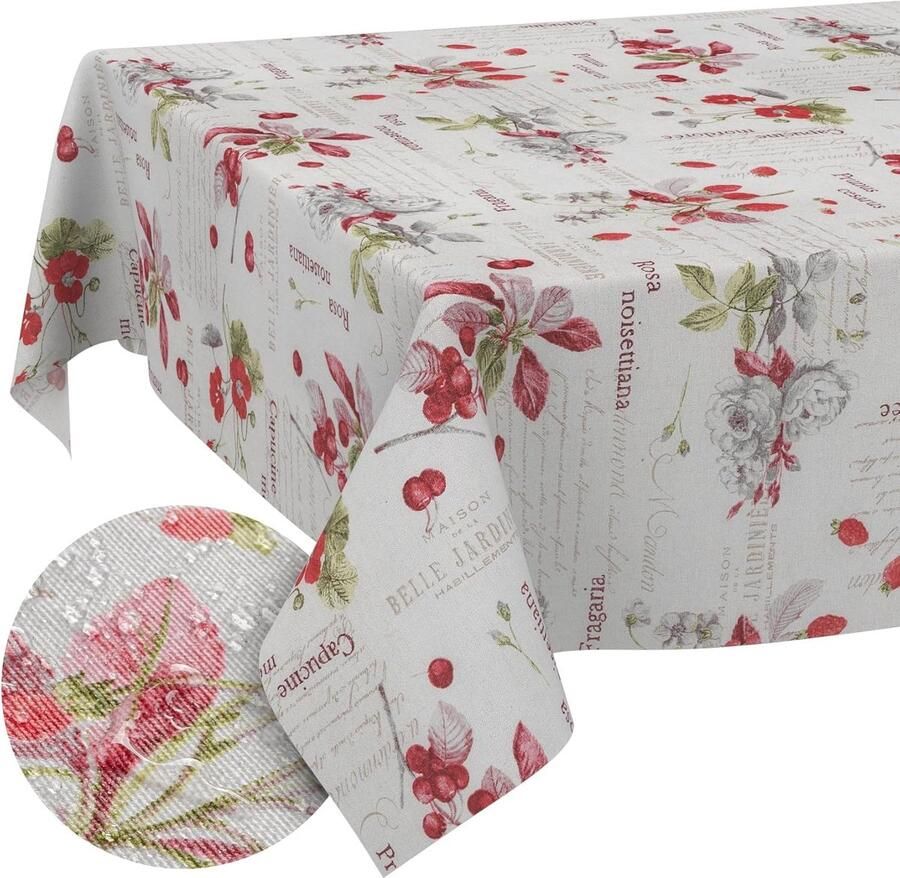 Tafelkleed van stof rond tafelzeil 120 cm katoen en polyester bessenprint