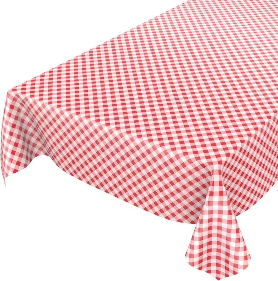 Tafelkleed wasdoek geruit 100 x 140 cm rood