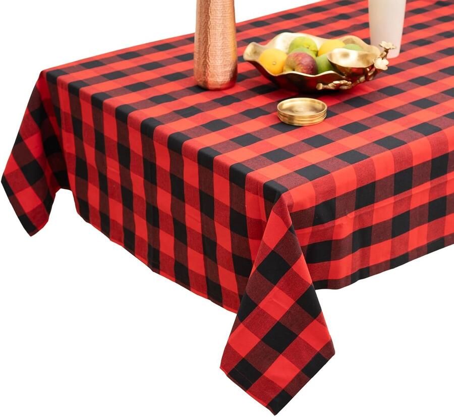 Tafelkleed zwart-wit geruit bescherming tegen krassen 1 stuk 100% katoen 140 x 240 cm