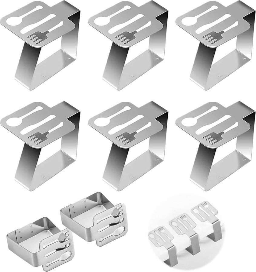 Tafelkleedclip Tafelkleedclips RVS Tafelkleedklemclips Tafelkleedclips 6 stuks Decoratief tafelkleed (5 4 x 4 5 cm) voor dikte 4-5 cm voor Restaurant Tuintafel Bruiloftsfeest Zilver
