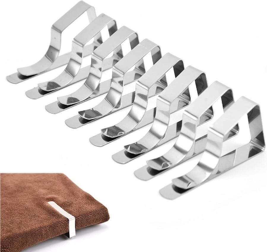 8 stuks Tafelkleedklemmen voor buiten Tafelkleedklemmen van roestvrij staal Vastzet klemmetjes Tafel accessoires Tafelklemmen Zilver