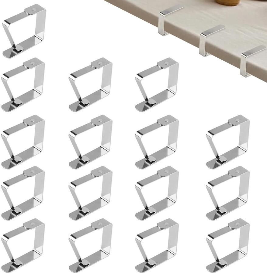 Tafelkleedclips roestvrij staal set van 16