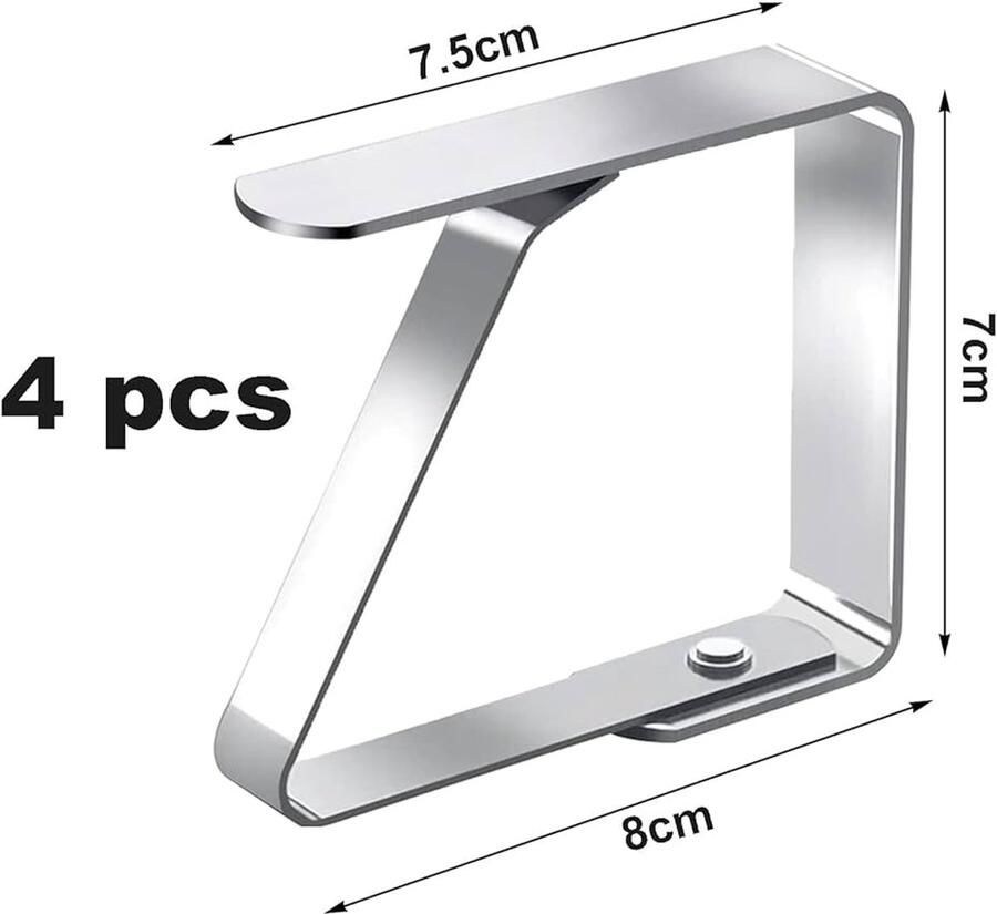 Tafelkleedclips roestvrij staal set van 4