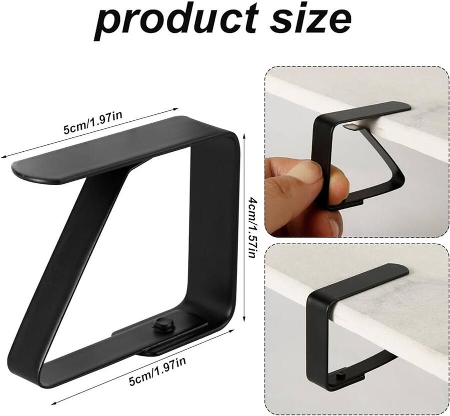 Tafelkleedclips Roestvrij Staal Set van 8 Zwart