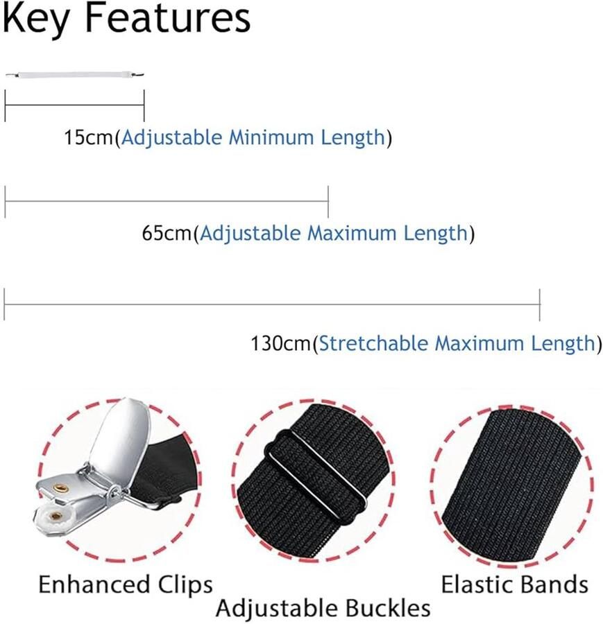 Tafelkleedclips verborgen riem verstelbare elasticiteit set van 6 wit