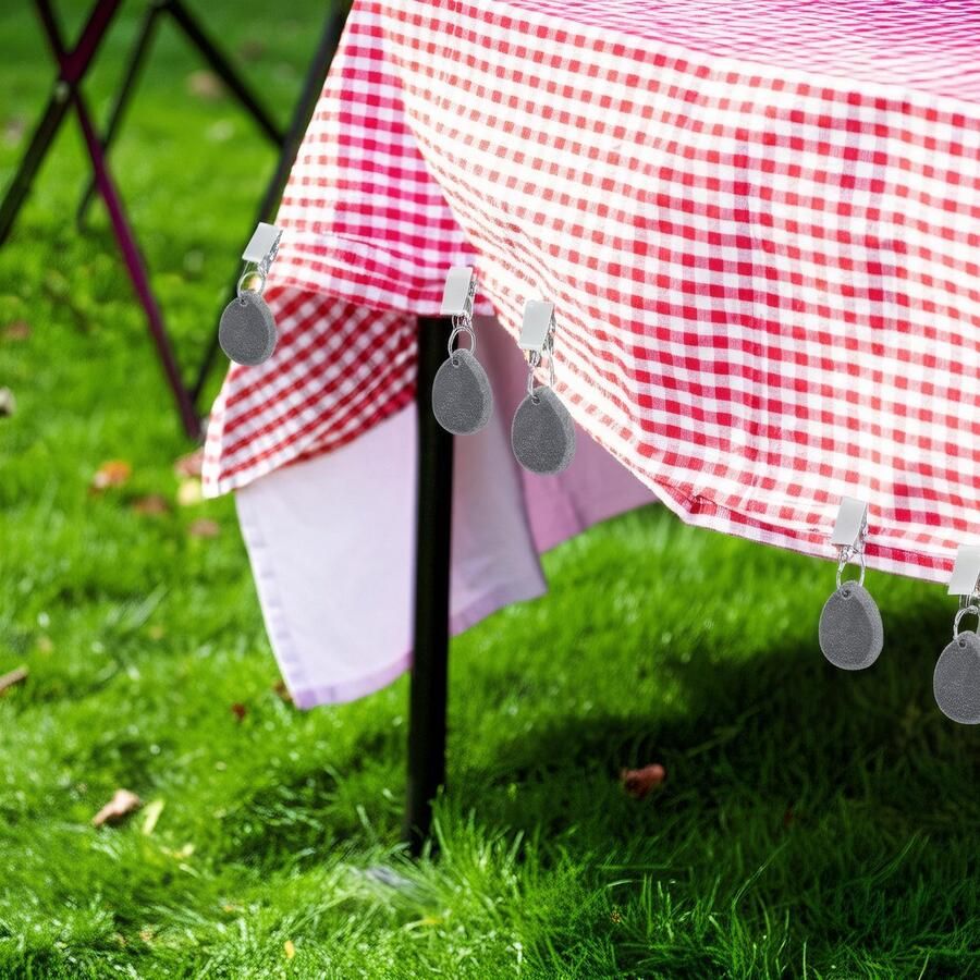 Tafelkleedgewichten marmerlook – Set van 8 stijlvolle tafelclips met metalen haken voor picknick of tuinfeest